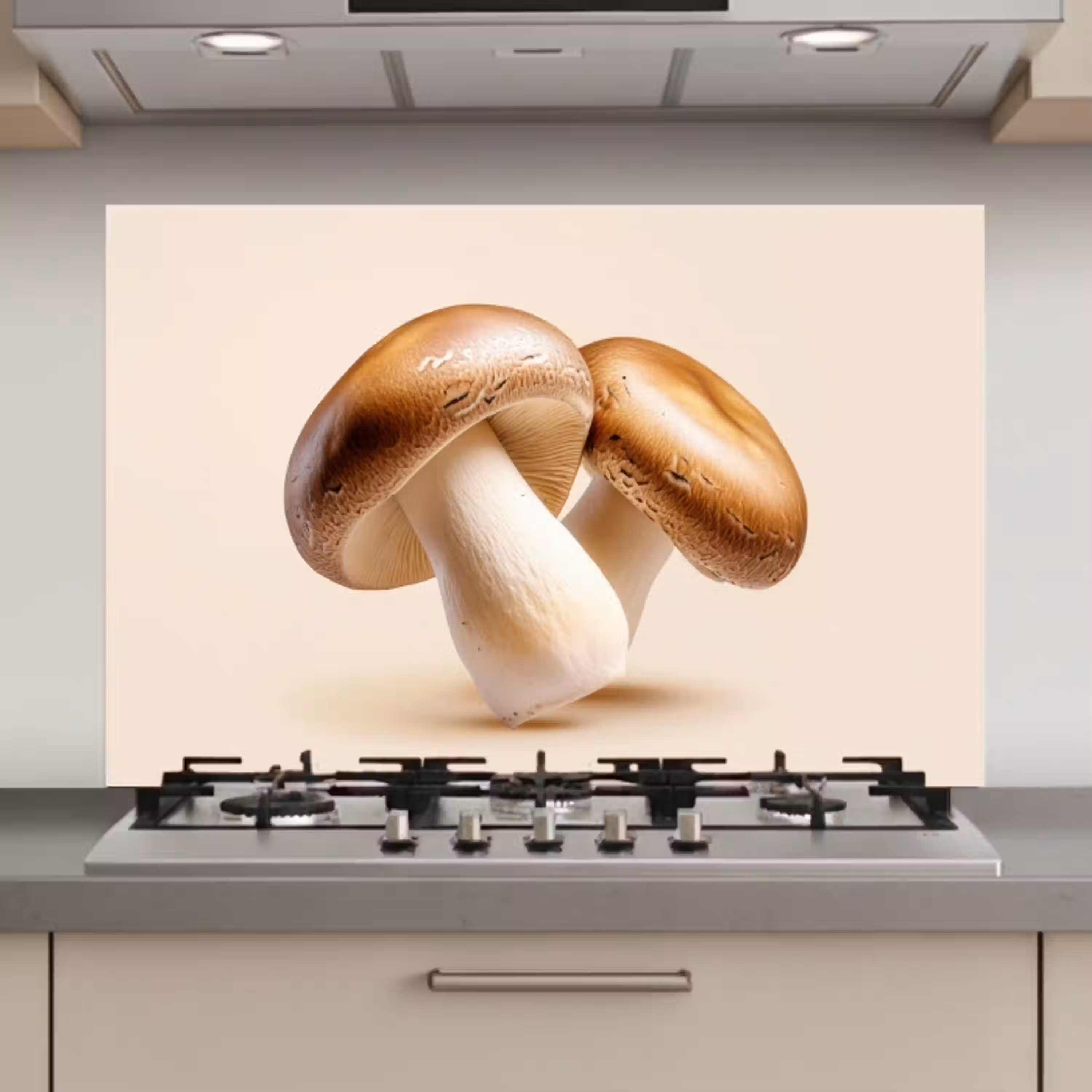 Champignons - Zacht - Beige keuken achterwand spatscherm klein -3d_website