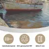 Zeilschip - Huizen - Kade - Zee Akoestische PET Vilt - Rond klein -closeup_NL