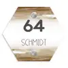 Aquarelachtergrond - Bruin - Modern Naambord Hexagon klein -3d