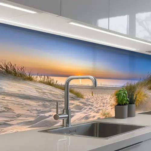 Duin - Zonsondergang - Horizon - Strand - Gras keuken achterwand 2 middel -3d_schuin