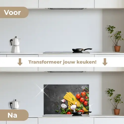 Italiaanse Kookinspiratie keuken achterwand spatscherm klein -voor_na_NL