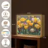 Tulpen - Geel - Penseelstreken - Abstract Light Box met batterij (Wandlamp) middel -USP_websiteoverzichtNL