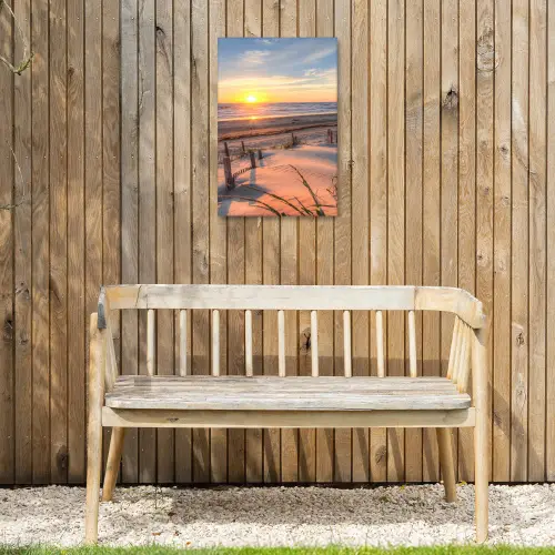 Zandpad bij Zonsondergang Tuinposter op houten frame 2 cm dik klein -sfeer4