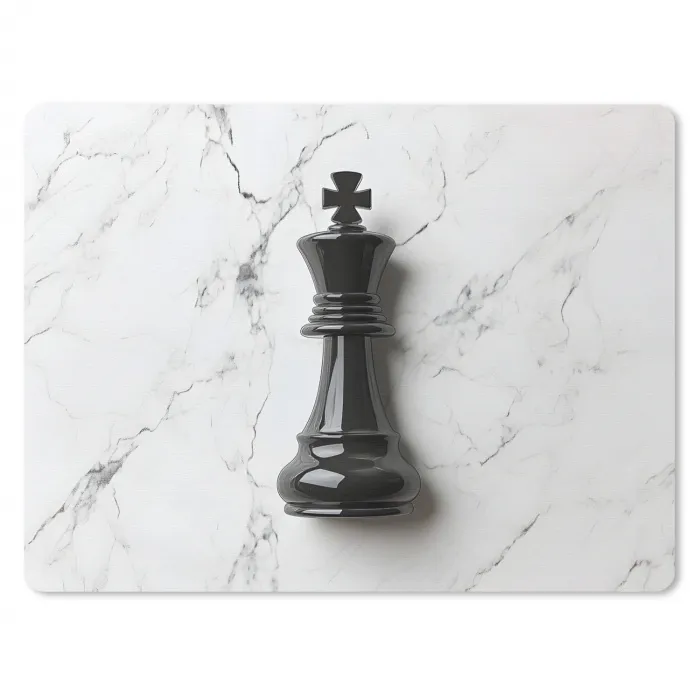 Schaakstuk - Koning - Zwart - Marmer muismat rubber klein -3d