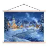 Winteravond - Kerstdorp - Donker textielposter latten blank klein -3d