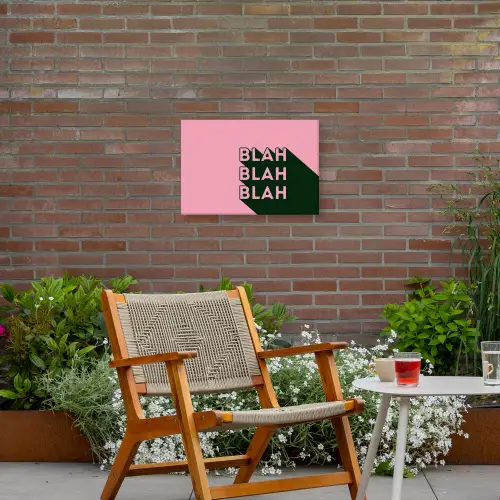 Tekst - Grafisch - Groen - Schaduw Tuinposter op houten frame 2 cm dik klein -sfeer3