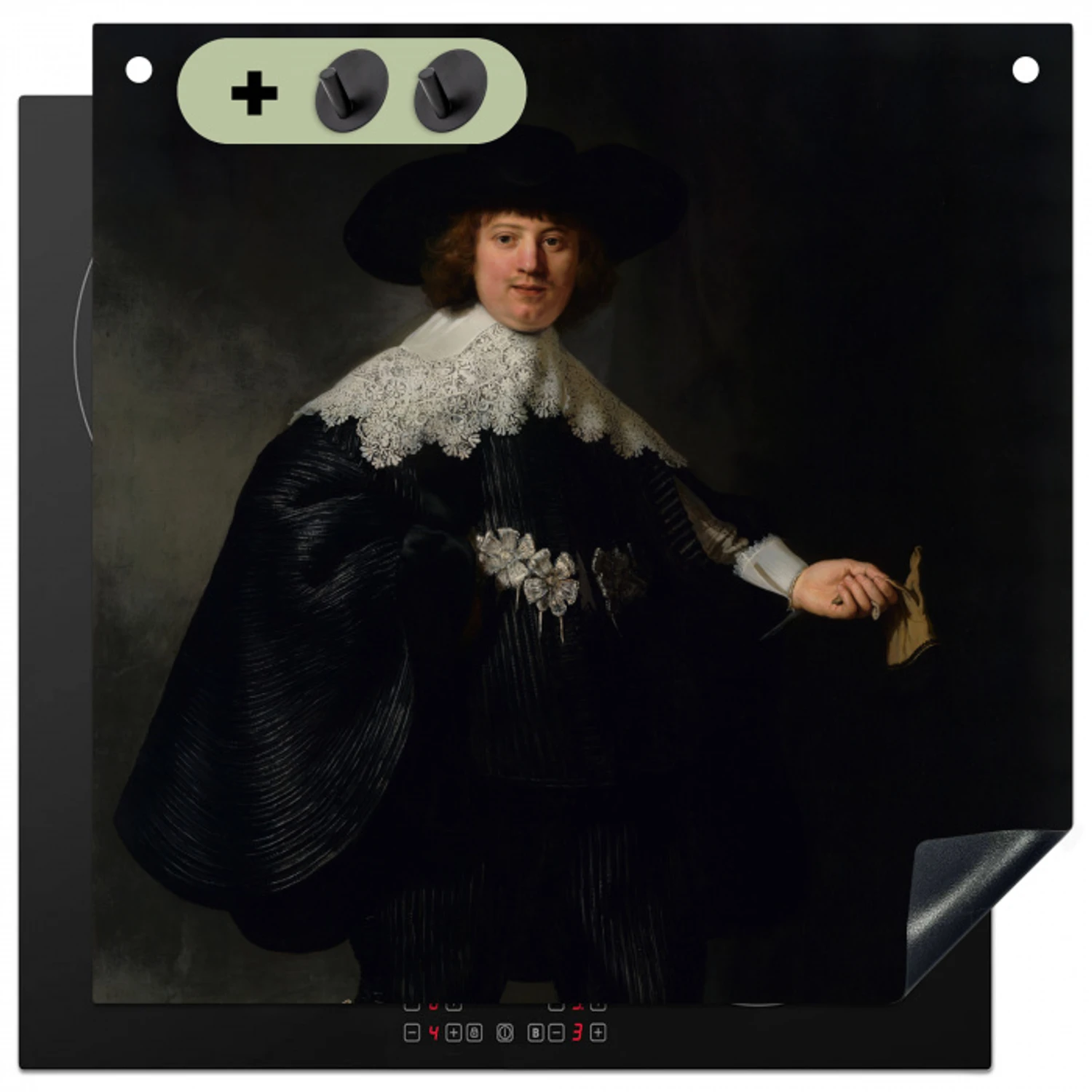Het huwelijksportret van Marten Soolmans - Rembrandt van Rijn Inductie beschemer met haakjes middel -3d