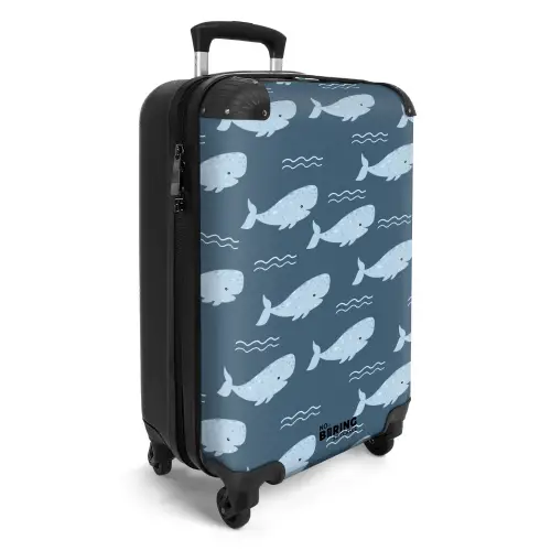 Walvis met golven patroon blauw NBS - Handbagage koffer - Kinderen Unisex middel -productfoto_3d