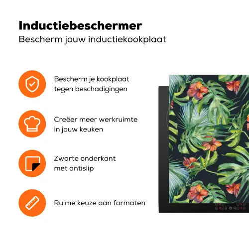 Bladeren - Bloemen - Jungle - Tropisch Inductie beschermer vinyl 3mm groot -zzzzzzz-td-ups