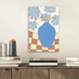 Bloemen - Pot - Blauw - Abstracte kunst aluminium wit klein -sfeer1