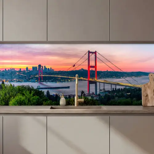 Brug - Rood - Skyline - Water keuken achterwand 2 middel zz_3dshopping