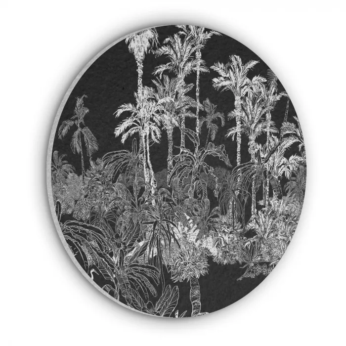 Bladeren - Bomen - Jungle Akoestische PET Vilt - Rond klein -3d
