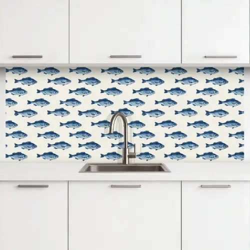 Vis - Patroon - Blauw keuken achterwand 2 middel 871 -3d