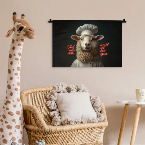 Schaap - Kokskleding - Neon - Quote Wandkleed katoen klein -wsfeer5_kind