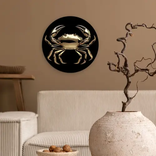 Goud - Krab - Dieren - Zwart Wandcirkel plexiglas klein -sfeer1