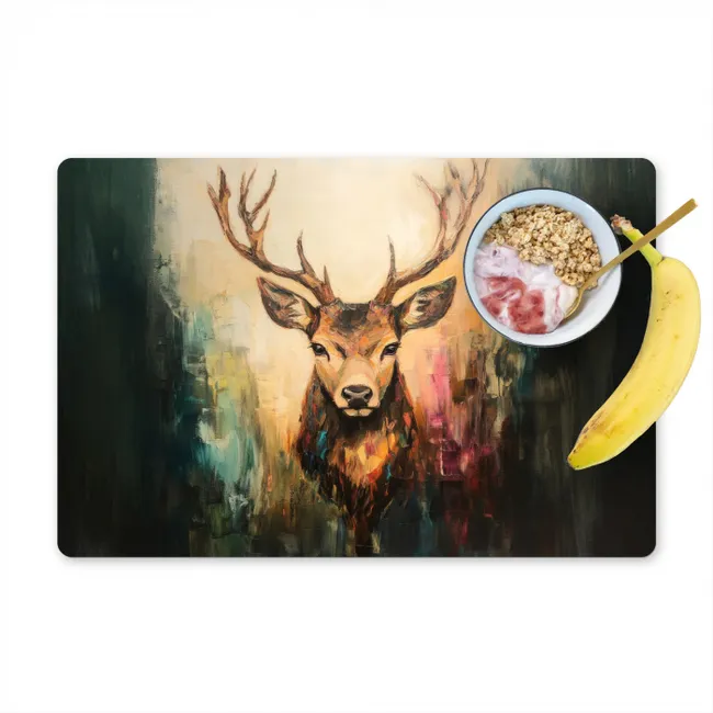 Hert - Geverfd - Gewei - Bruin Placemat vinyl groot -zzzproduct_Kitchenyeah-website