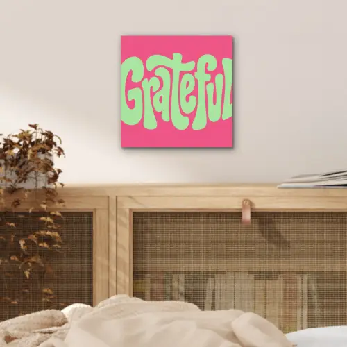 Grateful - Groen - Grafisch - Vloeiend aluminium wit klein -sfeer3