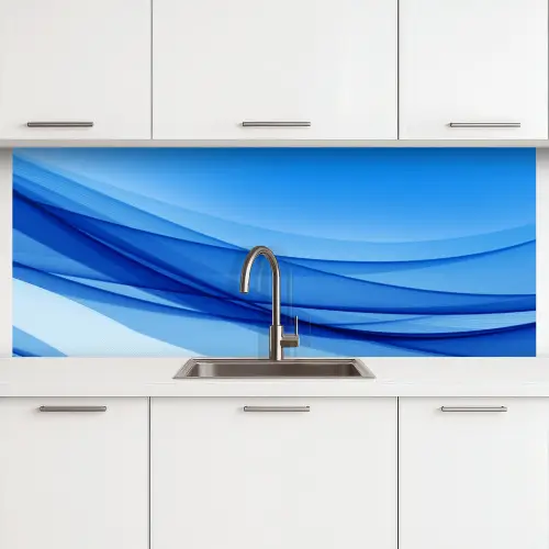 Golven - Helder - Blauw keuken achterwand 2 middel -3d