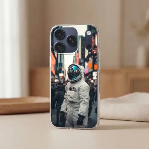 Stad - Mensen - Astronaut - Wit Telefoonhoesje iPhone 17 Pro klein -sfeer2