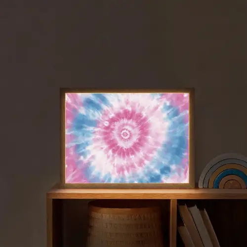 Tie-dye - Roze - Patroon Light Box met batterij (Wandlamp kind) middel -sfeer1_kind
