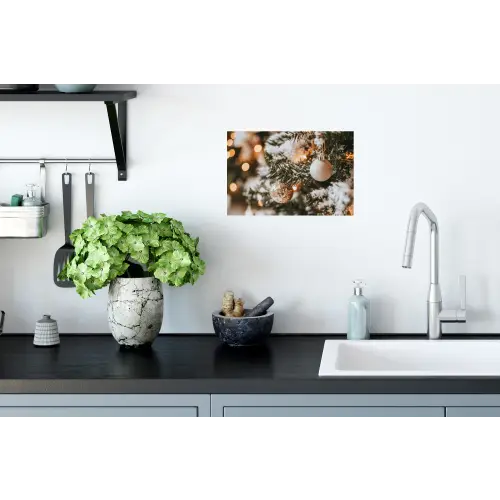Kerst - Kerstboom - Winter - Binnen - Sneeuw Muursticker klein -keuken