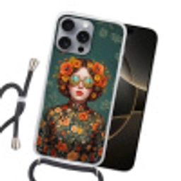 Portret - Vrouw - Kleurrijk - Expressief Hoesje iPhone 16 Pro Max met koord klein -sfeer1