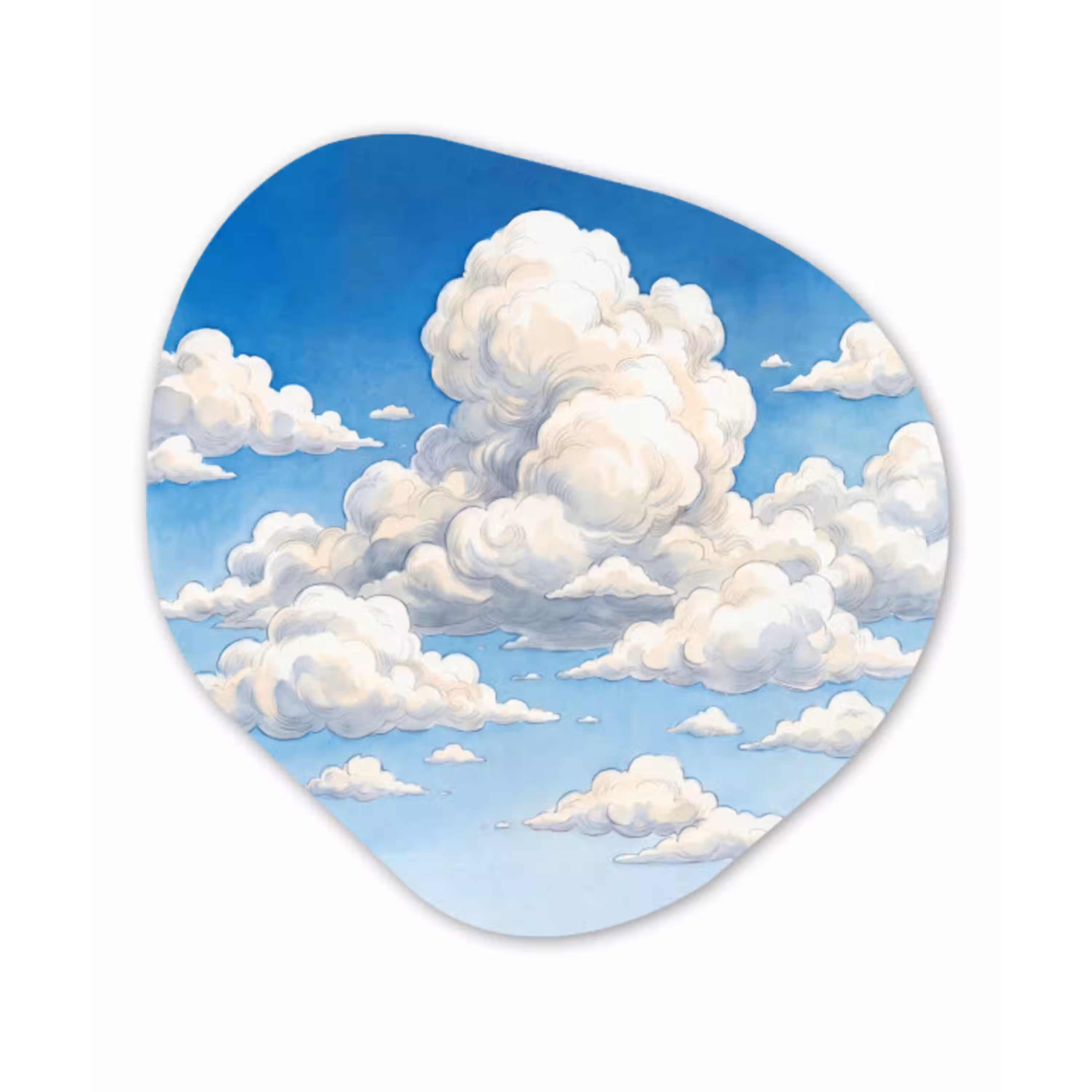 Wolken - Blauwe lucht - Natuur - Modern - Wit Wandcirkel Organisch Forex 3mm klein -3d