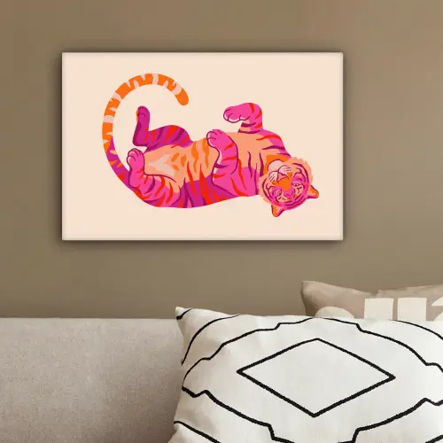 Tijger - Roze - Oranje canvas 2cm klein -sfeer3