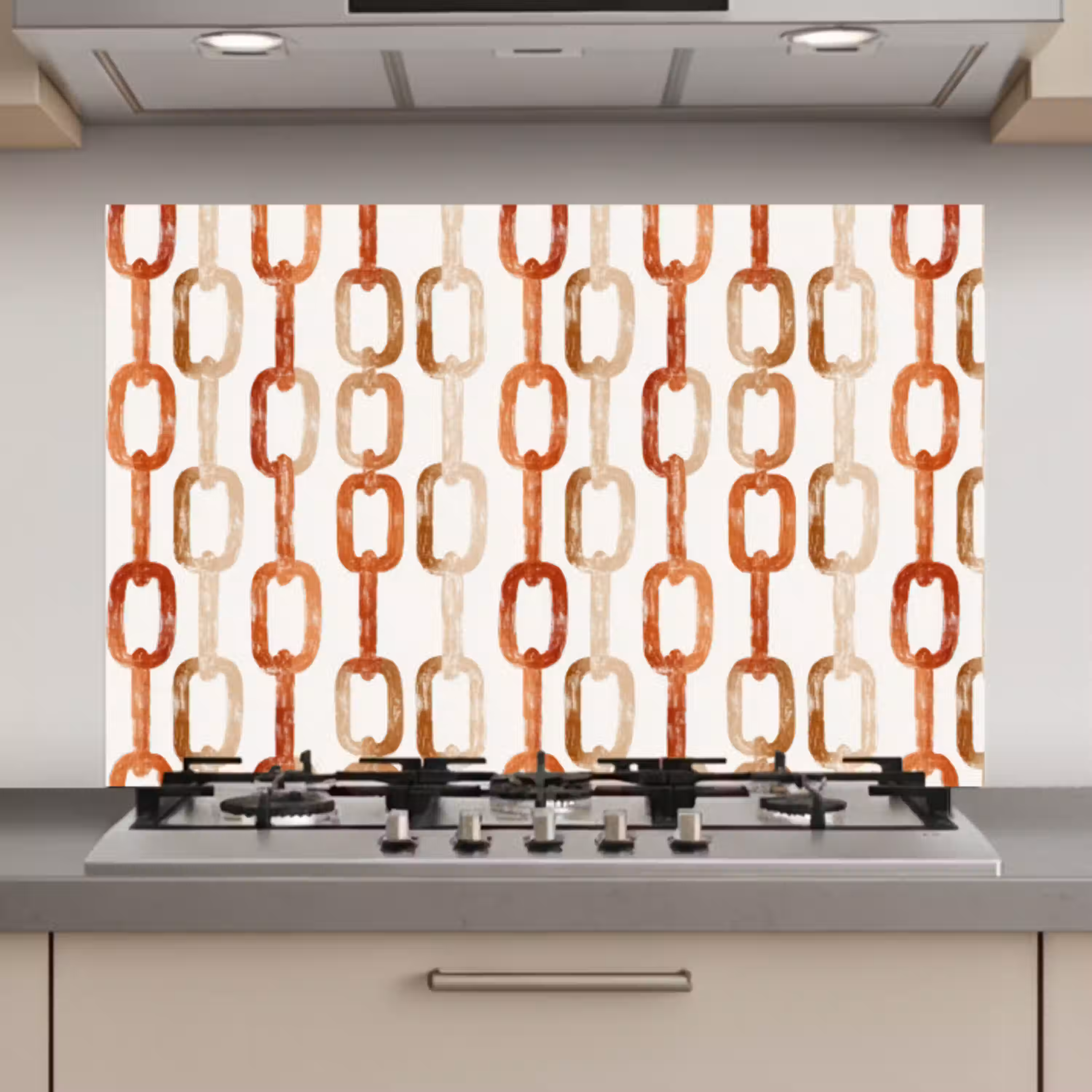 Schakels - Patroon - Aquarel - Terracotta keuken achterwand spatscherm klein 900 -3d_website