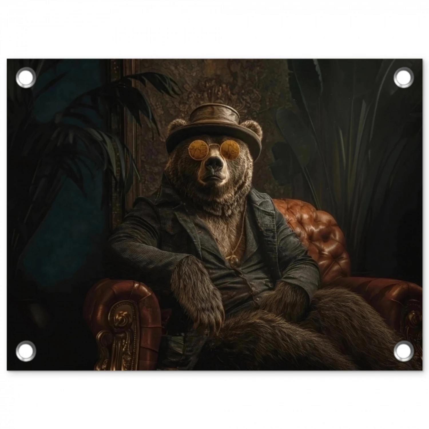 Beer - Bruin - Pak - Hoed tuinposter los doek klein -3d