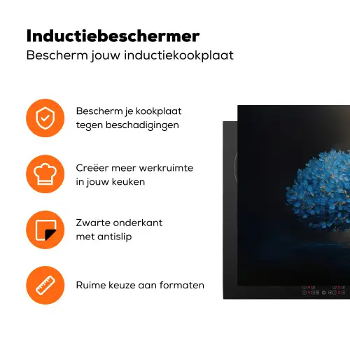 Boom - Blauw - Bladeren - Penseelstreken Inductie beschermer vinyl 3mm klein -zzzzzzz-td-ups