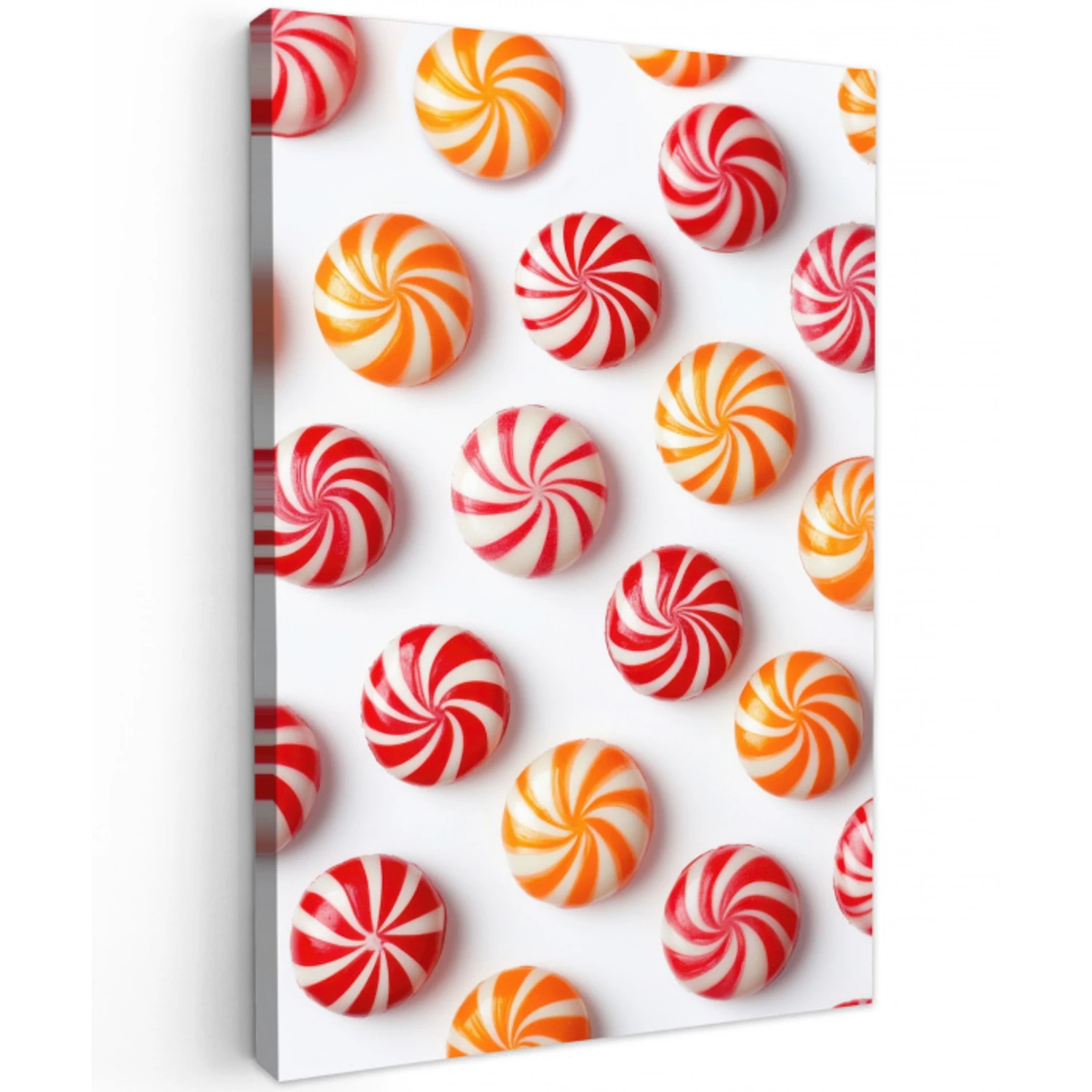 Snoep - Patroon - Rood - Oranje Tuinposter op houten frame 2 cm dik middel -3d