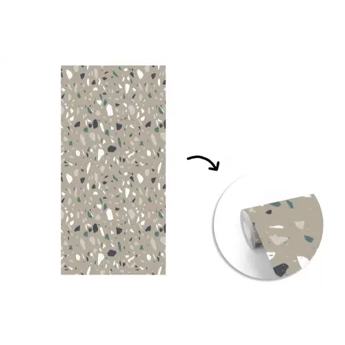 Terrazzo - Patroon - Groen fotobehang vinyl groot 64 -3d
