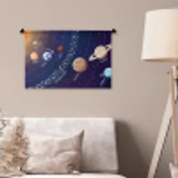 Planetenstelsel - Ruimte - Illustratie Wandkleed katoen klein -sfeer4