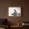 Silhouet - Vrouw - Surfplank - Water Light Box met batterij (Wandlamp) middel -sfeer4