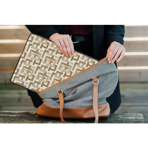 Geometrisch - Retro - Bruin laptophoes neopreen klein 279 -tas