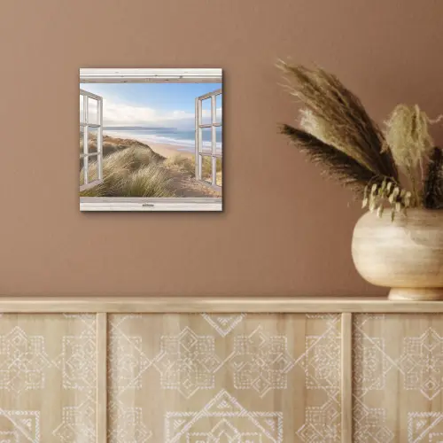 Doorkijk - Zee - Strand - Duinen aluminium wit klein -sfeer4
