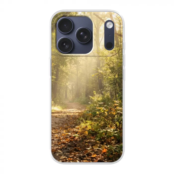 Zonlicht - Bospad - Bomen Telefoonhoesje iPhone 17 Pro klein -3d