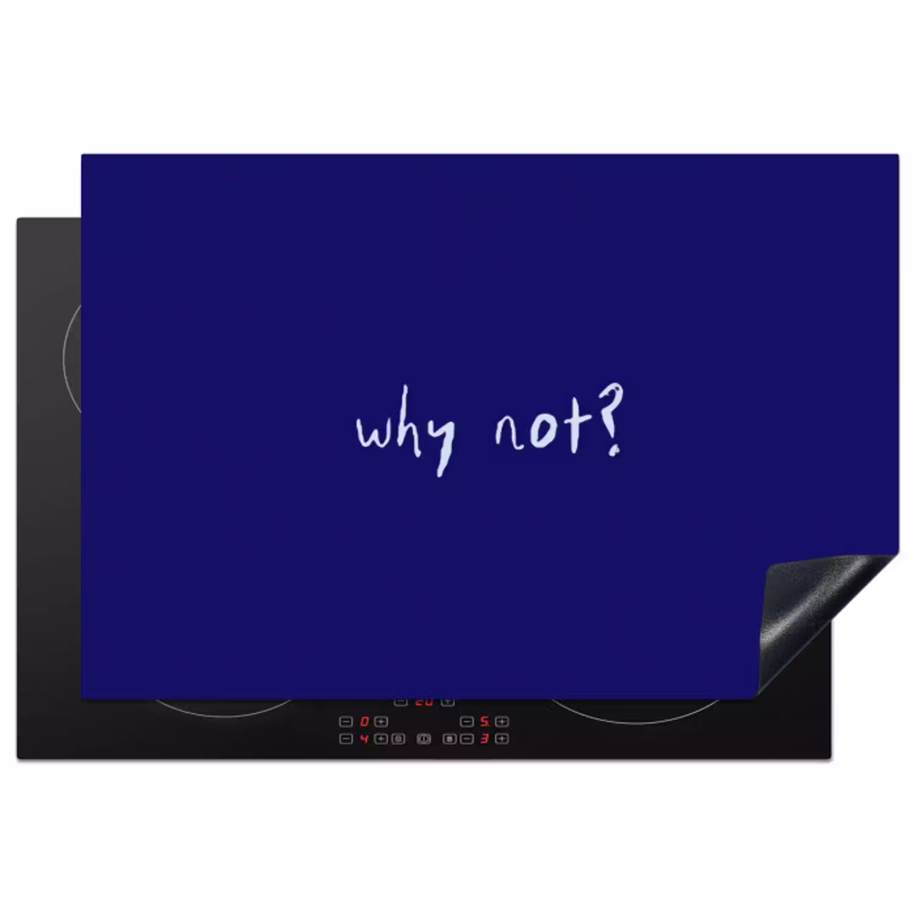 Why not - Blauw - Handgeschreven Inductie beschermer vinyl 3mm klein -3d