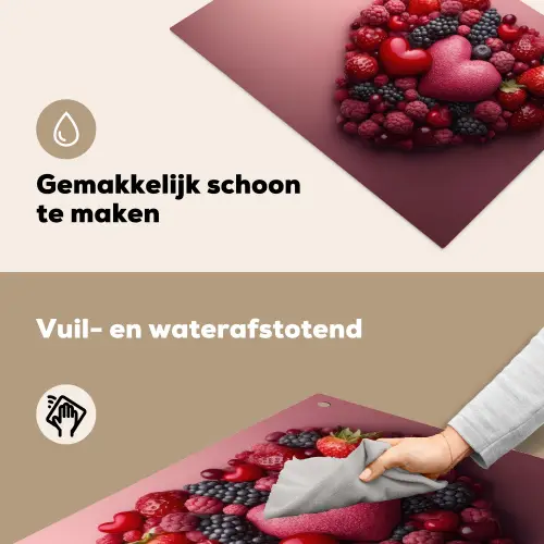 Fruit - Hartjes - Aardbeien - Frambozen - Bosbessen Inductie beschemer met haakjes klein -ky-schoon-nl