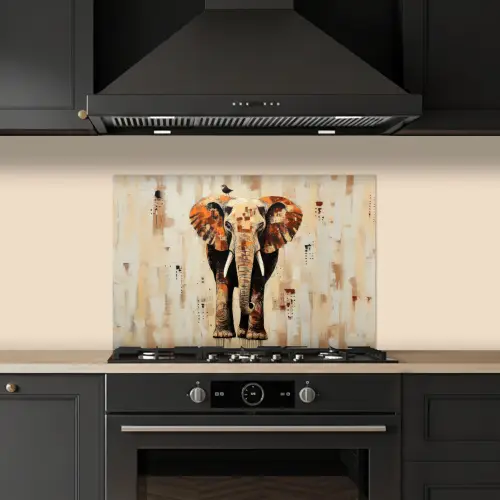 Olifant - Slurf - Mozaïek - Abstract keuken achterwand spatscherm klein -sfeer1