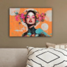 Portret - Vrouw - Abstract - Bloemen canvas 2cm klein -sfeer3