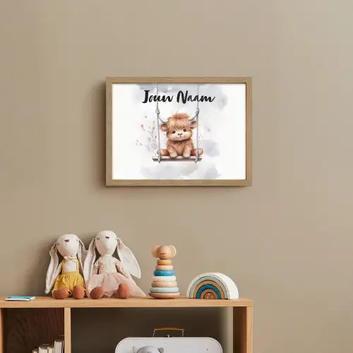 Schotse hooglander - Dier - Kinderen Light Box met batterij (Wandlamp kind) middel -sfeer2_kind