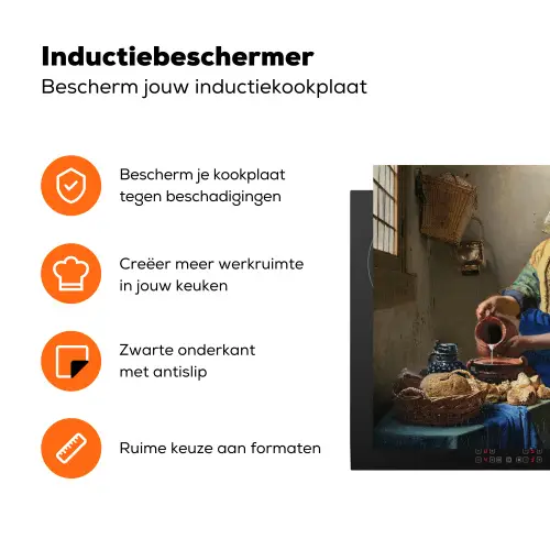 Het melkmeisje - Kunst - Oude meesters - Vermeer Inductie beschermer vinyl 3mm klein -zzzzzzz-td-ups