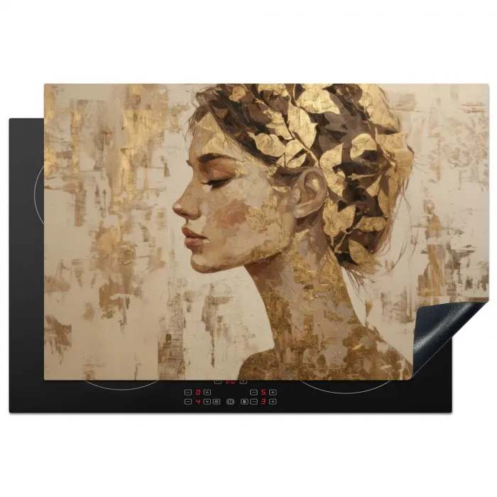 Vrouw - Goud - Abstract - Textuur Inductie beschermer vinyl 3mm klein -3d