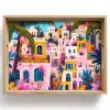 Kleurrijk - Roze - Oranje - Geel - Bloemen Dienblad Rechthoek middel -z3d_shopping