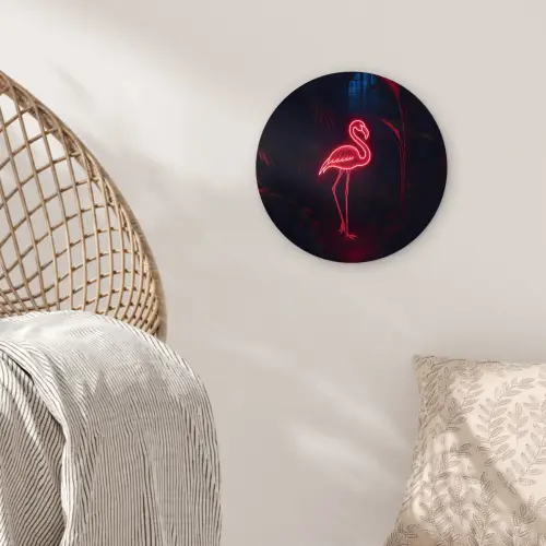 Flamingo - Roze - Neon - Licht Wandcirkel plexiglas klein -sfeer5