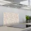 Bloemenprint - Grijs - Crème keuken achterwand spatscherm klein 900 -3d_schuin