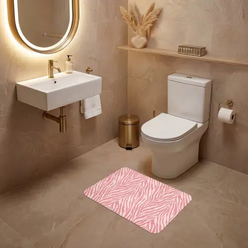 Zebra - Print - Roze WCmat klein 1009 -sfeer3