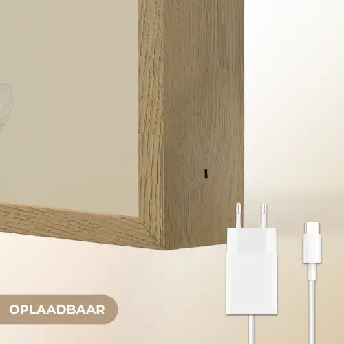 Paradijsvogelbloemen - Blauwgroene bladeren - Beige Light Box met batterij (Wandlamp) middel -USP_websiteoplaadbaarNL